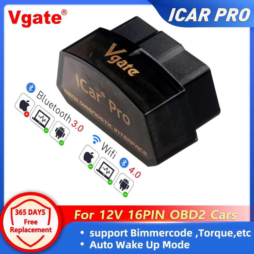 Vgate iCar pro Bluetooth 3.0/4.0/WiFi Android/PC/IOS תומך במצב התעוררות אוטומטי Elm327 V2.1 קורא קוד OBDII כלי תקליטור