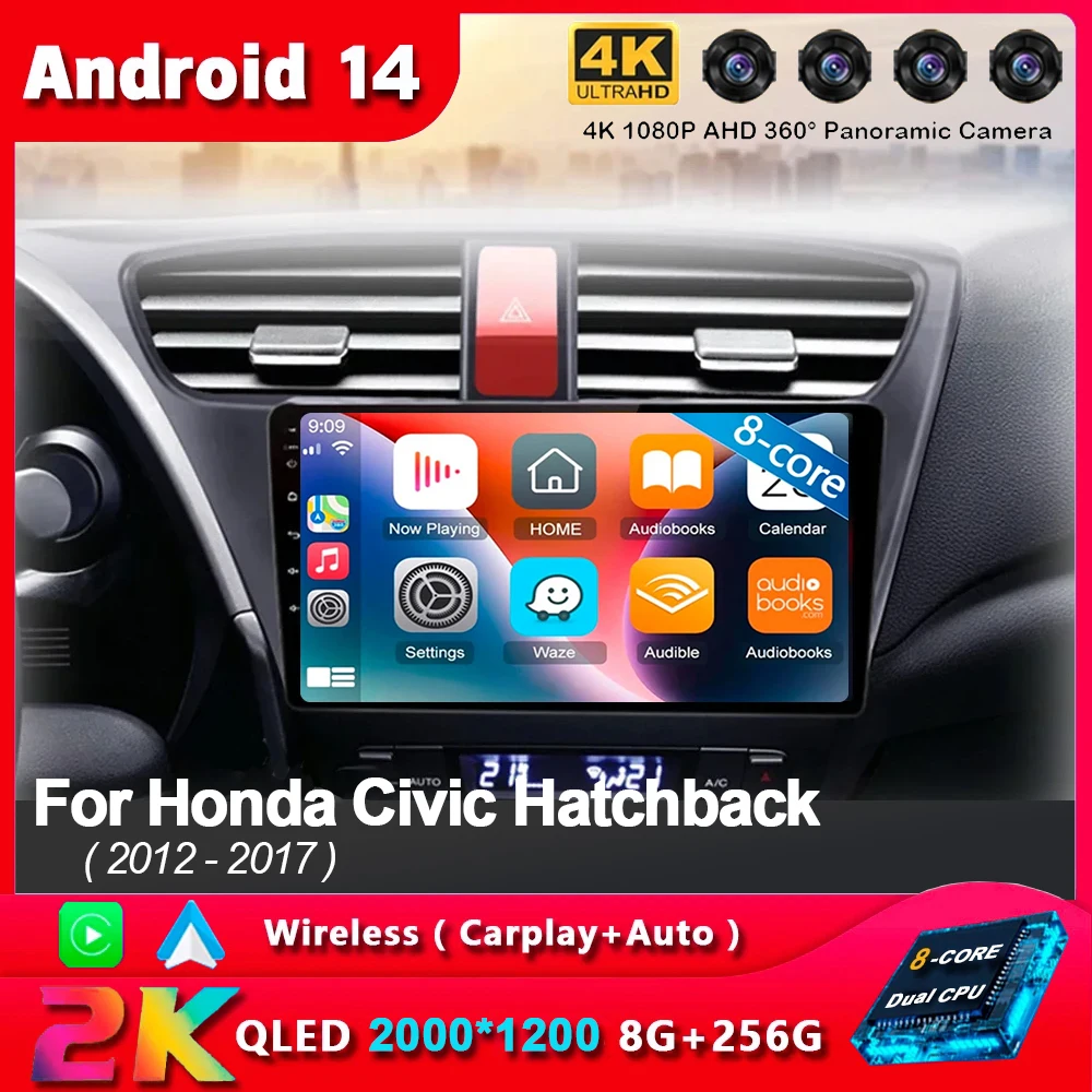 

Android 14 Carplay Auto For Honda Civic Hatchback 2012 2013 2014 2015 2016 2017 Multimedia Car Radio Player WIFi+4G DSP Stereo