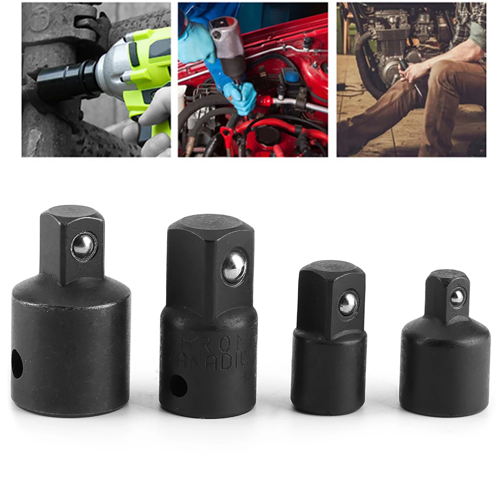 

4 шт. 1/4 дюйма 3/8 дюйма 1/2 дюйма адаптер для электрического гаечного ключа преобразователь хром-ванадиевая сталь приводное гнездо