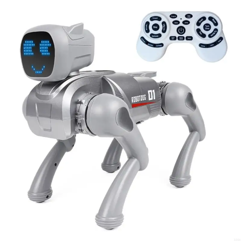 لعبة الكلب الآلي التفاعلي القابلة للبرمجة مع حركات واقعية 2.4 جيجا هرتز التحكم اللاسلكي البناء القوي للطفل x90c