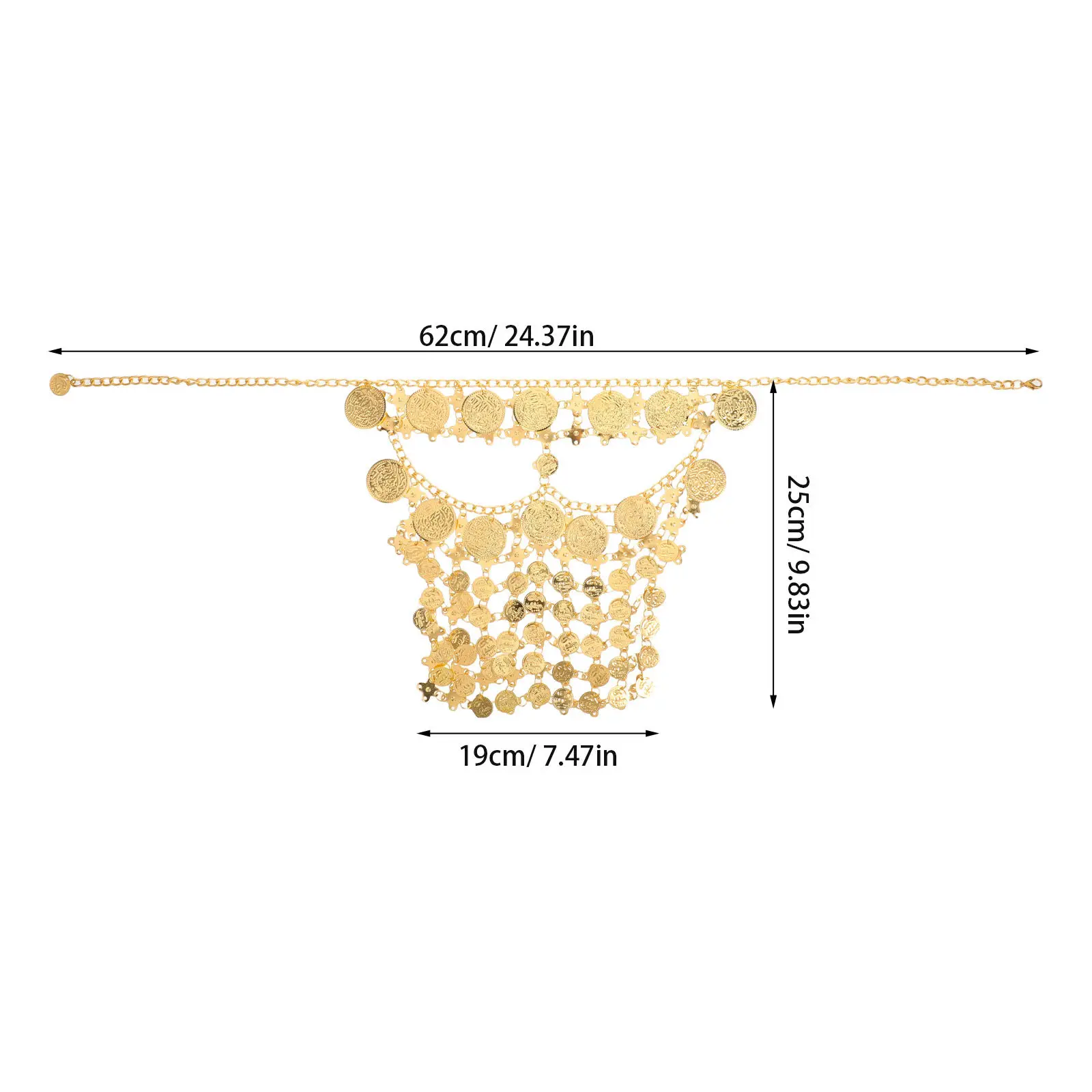 Egyptian Belly Dance Jewelry Golden Metal Coin Veil Lightweight Breathable Face Chain Mask Tribal Arabian Costume Accessories view 5