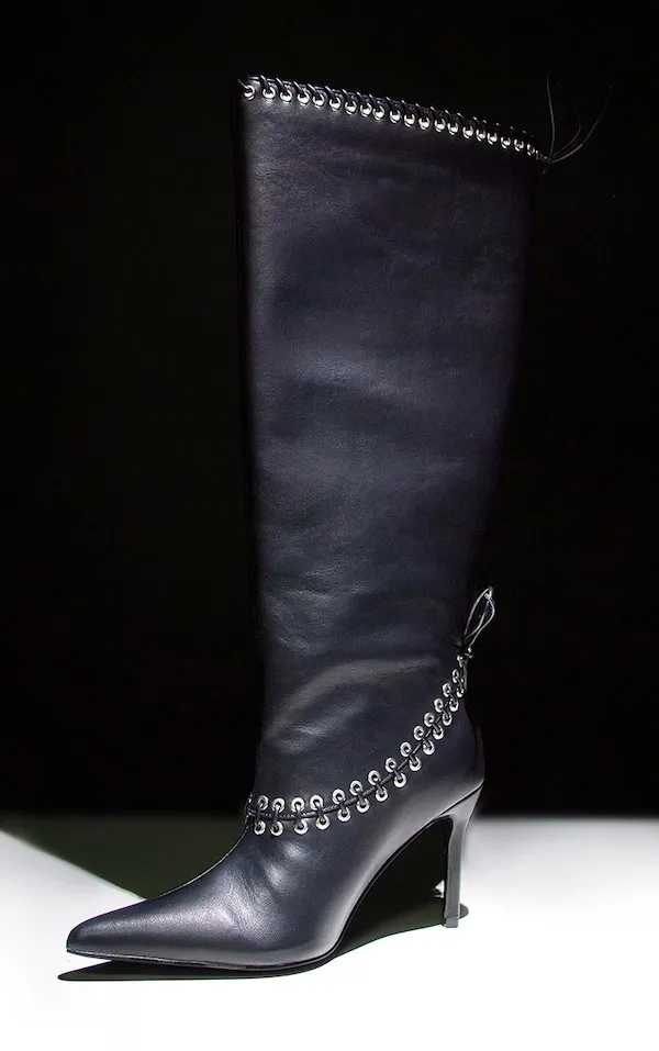 Shoes for Women Black Middle Heel Footwear Winter Knee High Shaft Long Ladies Boots with Laces Lace-up on Promotion New Rock Pu image 2