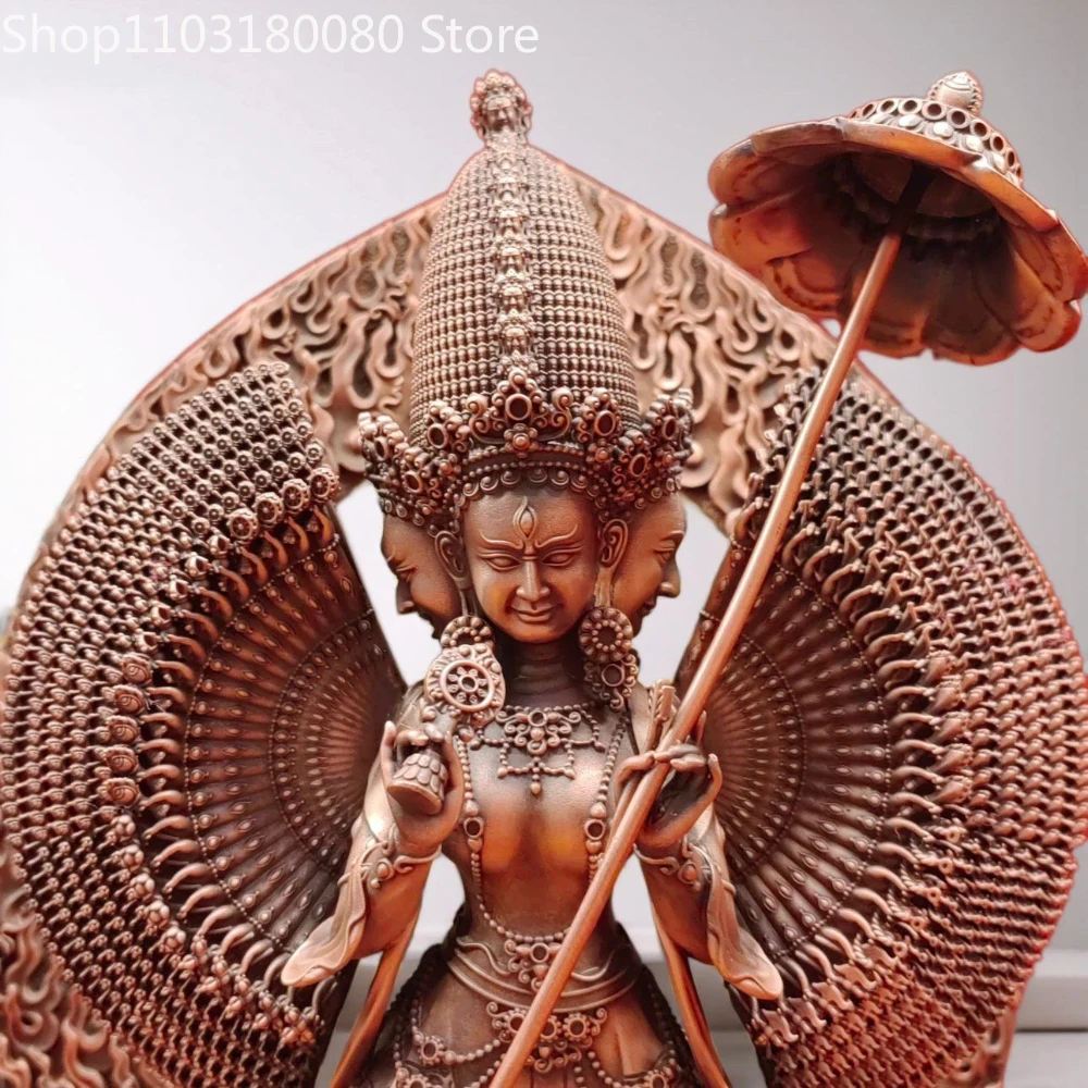 Red copper carving maha sitatapatra buddha statue Tibet White Umbrella Mother-Buddha sculpture,33cm,23cm