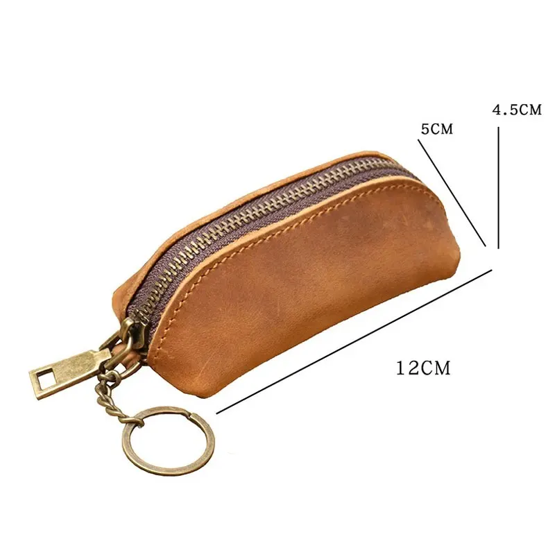 

Vintage Genuine Leather Coin Purse for Women Men Retro Zipper Clutch Wallet Bags Money Change Pouch Business Wallet Gifts