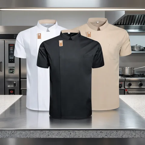 Unisex Chef Jacket Summer Kitchen Shirts Hotel Restaurant Waiter Uniforms Bakery Catering Work Clothes Hotel Cooking Clothes
