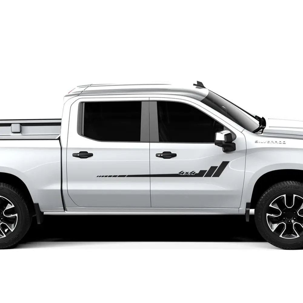 2PCS Car Up Side Door Decal Sticker 4x4 Offroad Stripes Kit Compatible with Chevrolet Silverado 2014 - Present