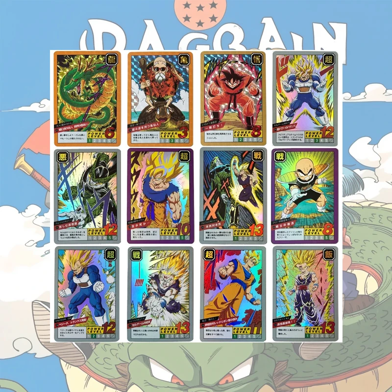 Tarjetas Coleccionables de Anime Dragon Ball, Tarjetas Flash con Diseño a Cuadros y Colores Brillantes, Hechas a Mano, con Personajes como Son Goku, Bulma, Vegeta, Iv, Trunks, Piccolo