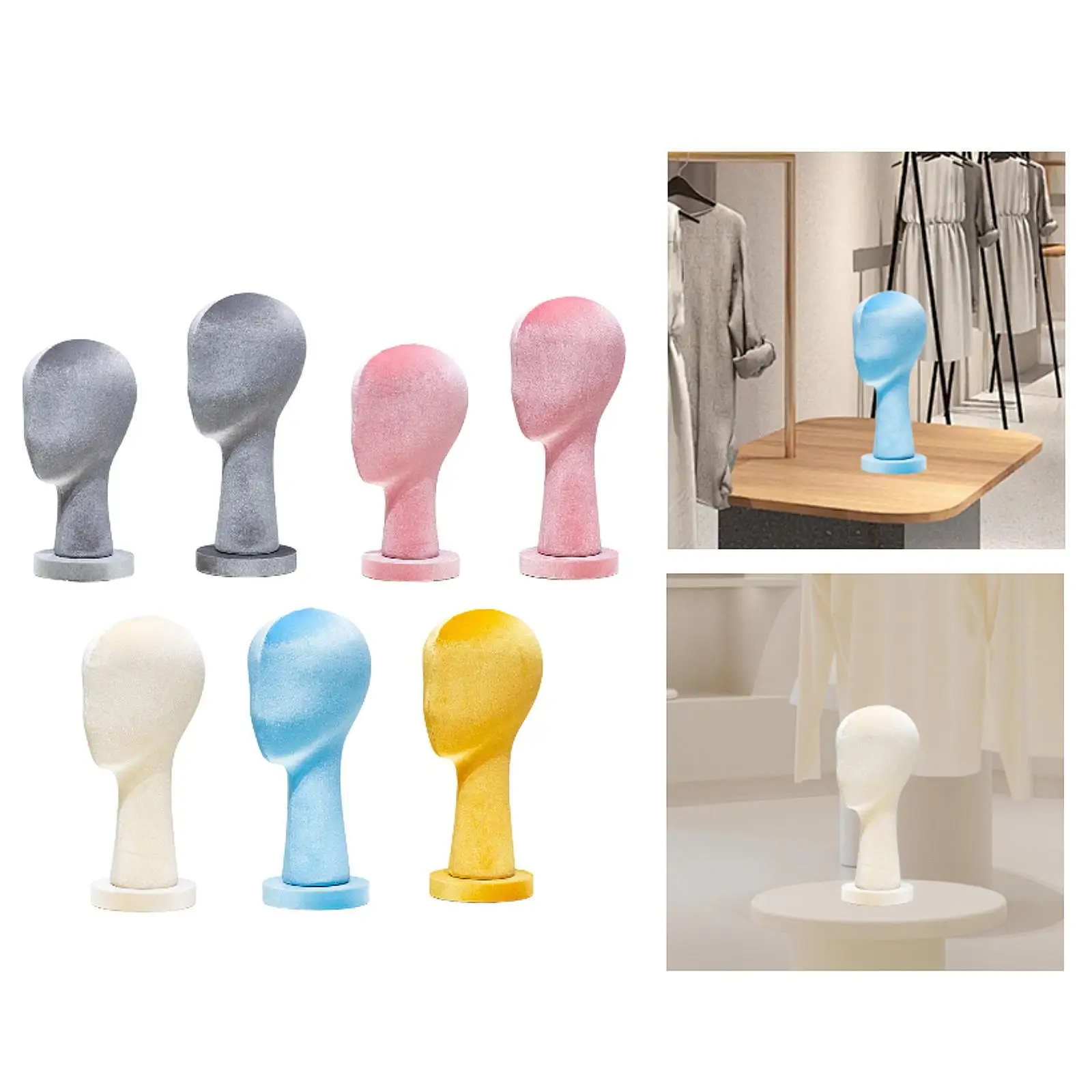 

Bald Mannequin Head Manikin Head Freestanding Wig Display Model Velvet Wig Head for Eyeglasses Home Decor Hair Salon Headwear