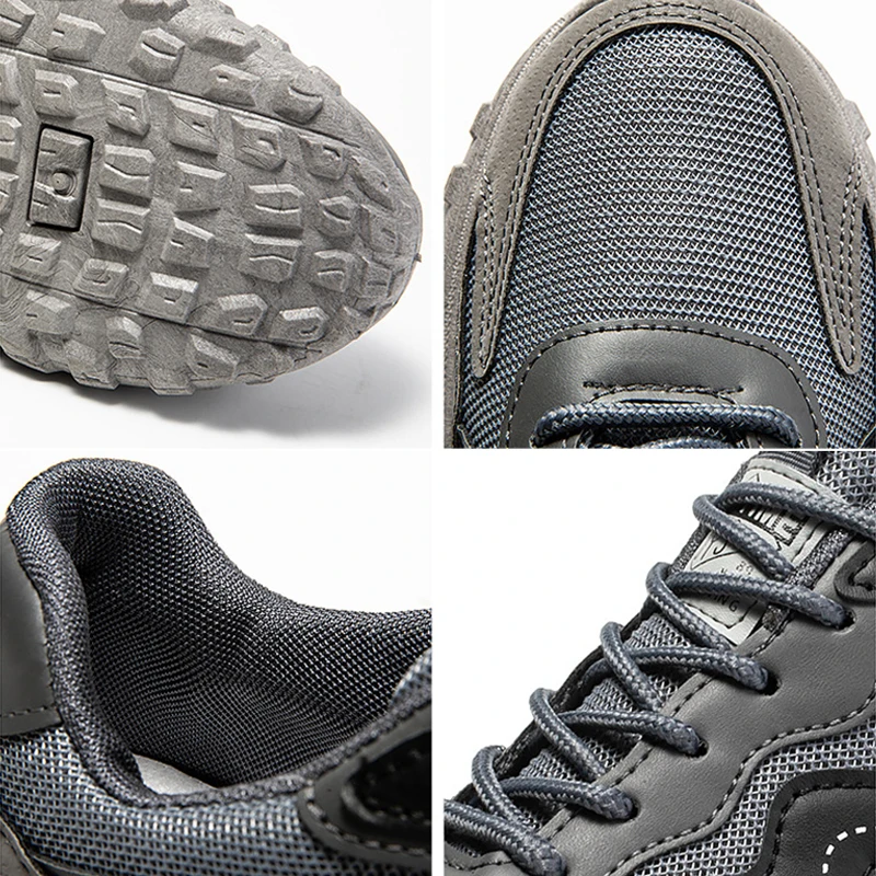 Oulylan High Quality Men's Sports Shoes Mesh Breathable RunShoes Thick Soft Soled Antislip Sneakers Pure Color Athletic Footwear