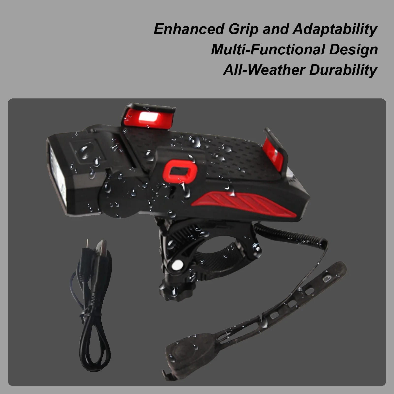Bike Phone Holder Shockproof Bike Front Light Phone Bracket High-brightness Riding LED Headlight For Outdoor Travel Camping