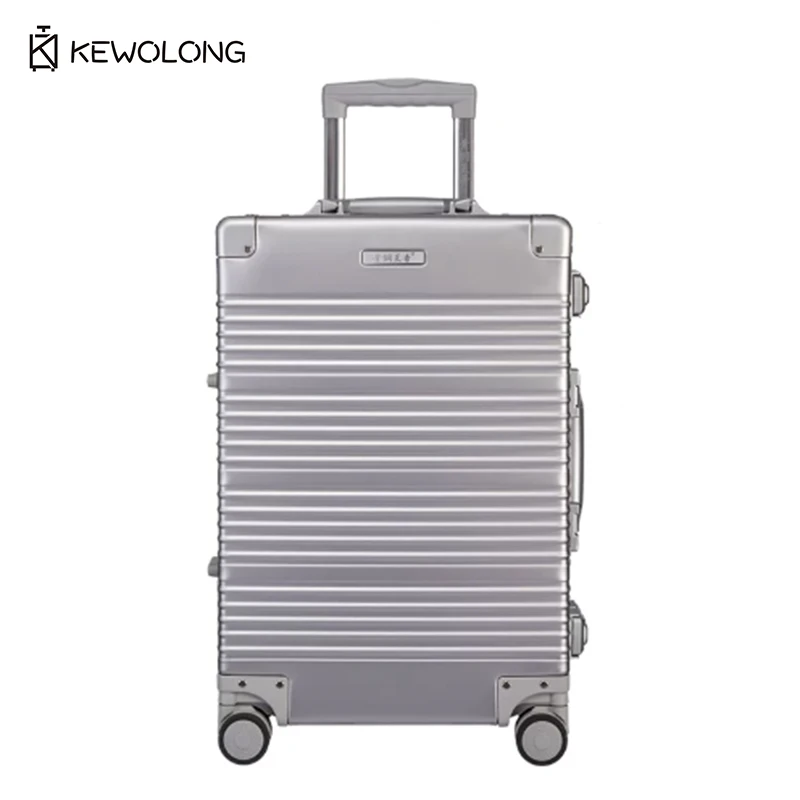 

Horizontal Stripe Aluminum Magnesium Alloy Suitcase,Silent Spinner Large Capacity Carry On, Travel Luggage with TSA Lock