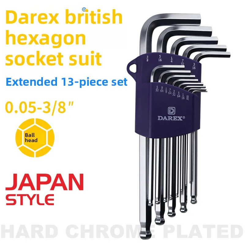 DAREX Metric Ball End Short Tail Hex Key Set 7/9 Piece Short Arm Extended Professional Grade for Mechanics