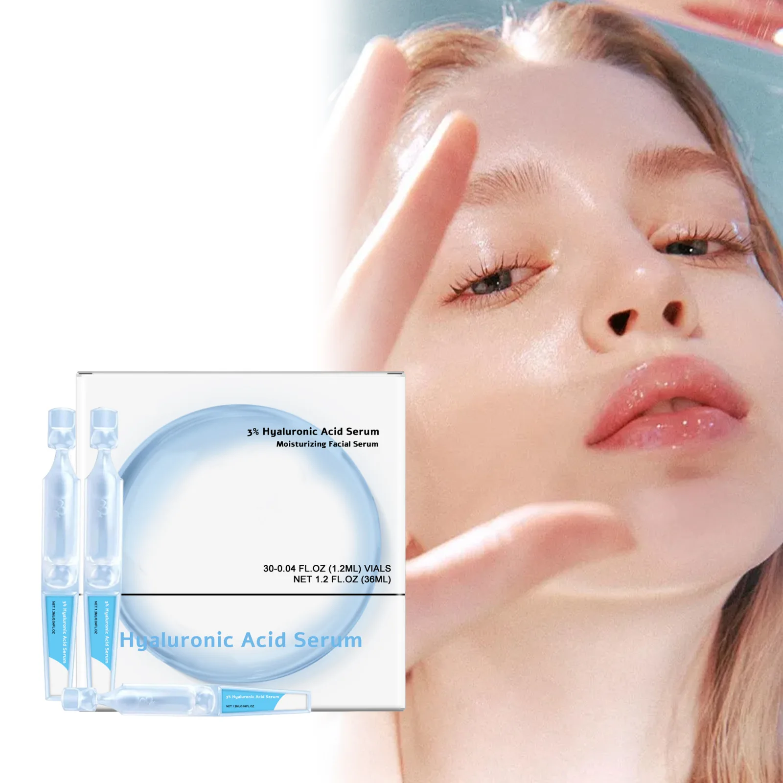 

1.2ml X 30 3% Hyaluronic Acid Serum Relieve Dryness Skin Reduce Dullness Increase Skin Elasticity Firming Nourishing Skin Care