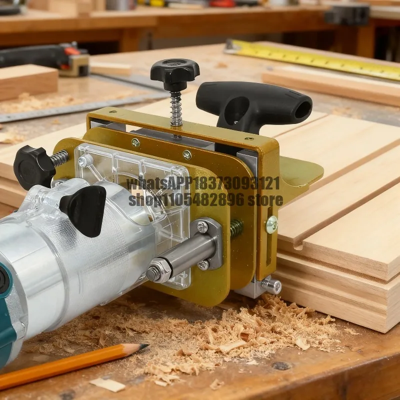 2 in 1 Invisible Fastener Slotting Bracket Mortising Jig, Woodworking Trimmer Tool with Adjustable Slotting Width Height Locator