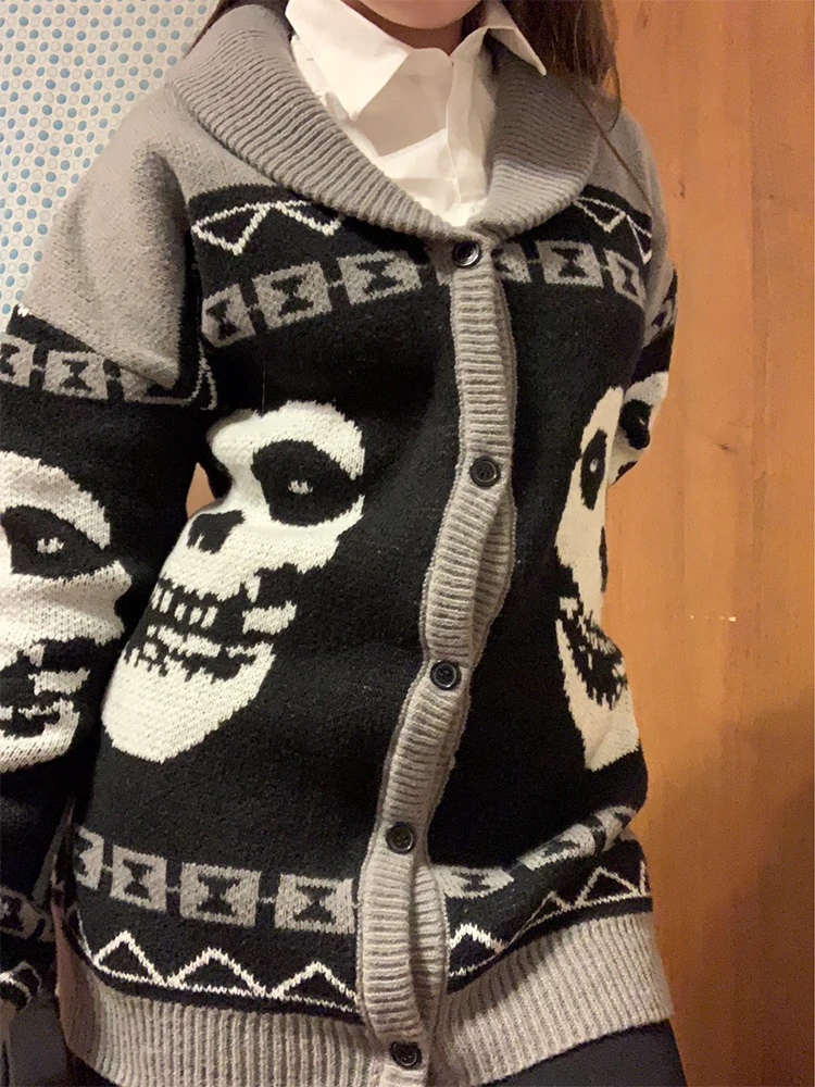 Herbst Winter Harajuku-Stil Gothic Geistermuster Herren Pullover Hip-Hop Street Paar Strickpullover Damen Streetwear – Detail 8