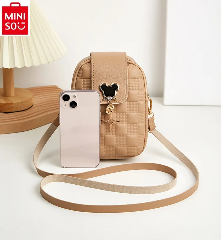 Bolsa Diagonal Miniso-Disney para Mulher, Bolsa de Ombro de Armazenamento Multifuncional, Bolsa para Telefone Versátil, Moda Doce, Alta Qualidade