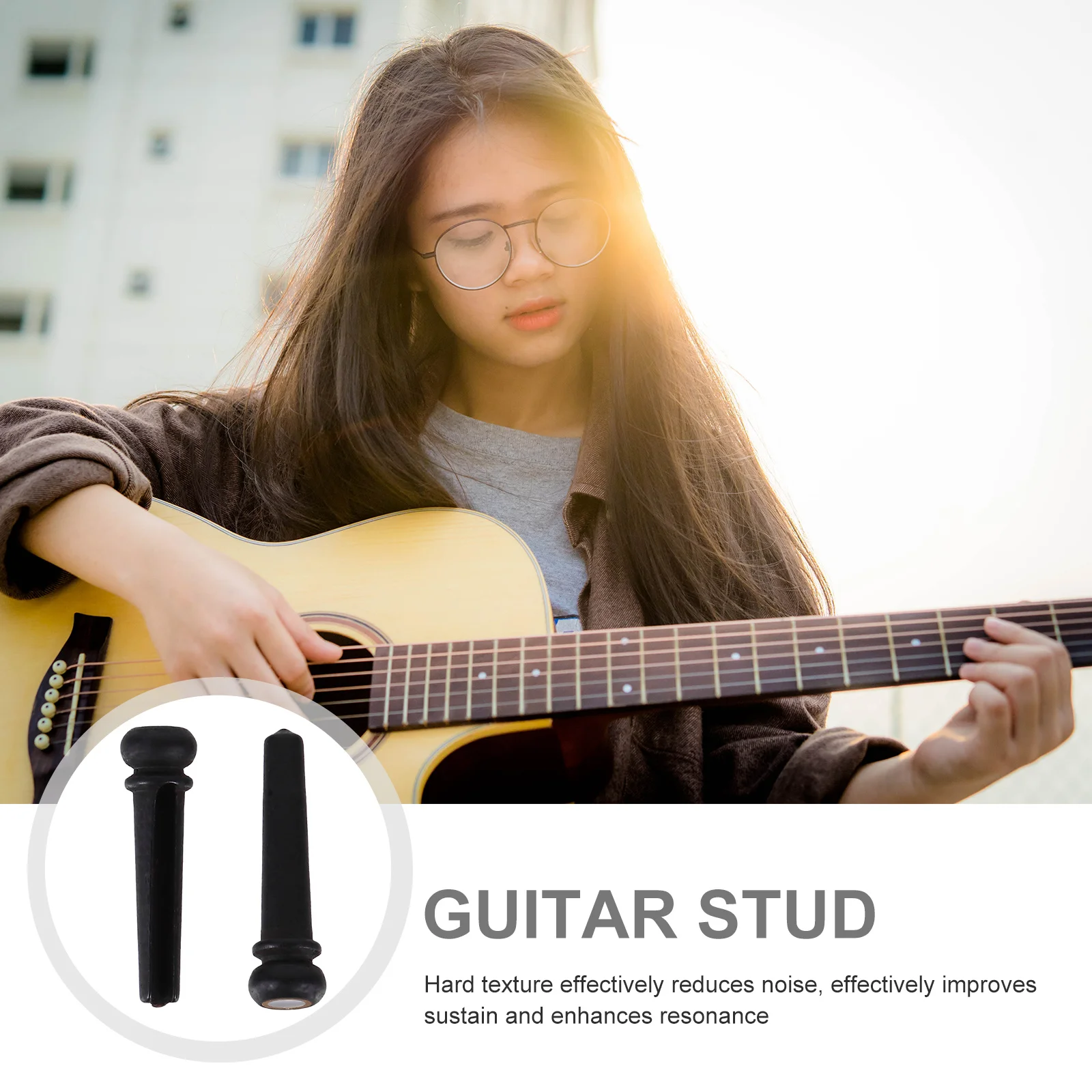 

2pcs Ebony String Cone Shell Dot Guitar Bridge Pin for Acoustic Folk Guitar Wooden Peg Replacement Accessories