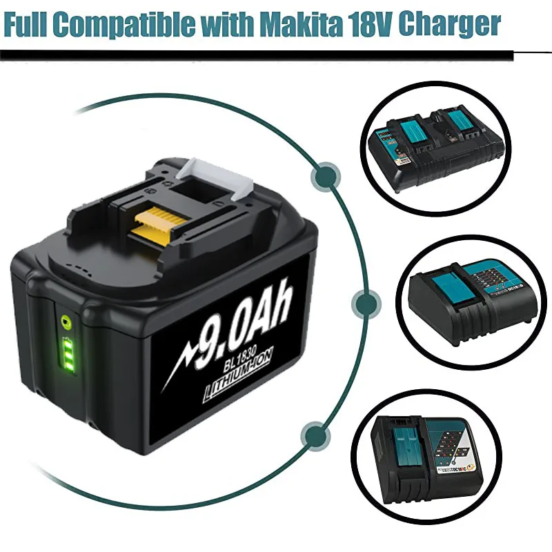충전식 배터리 18650 리튬 이온 셀, 마키타 전동 공구 BL1860 BL1830 BL1850 LXT400 에 적합, 마키타 18V 배터리