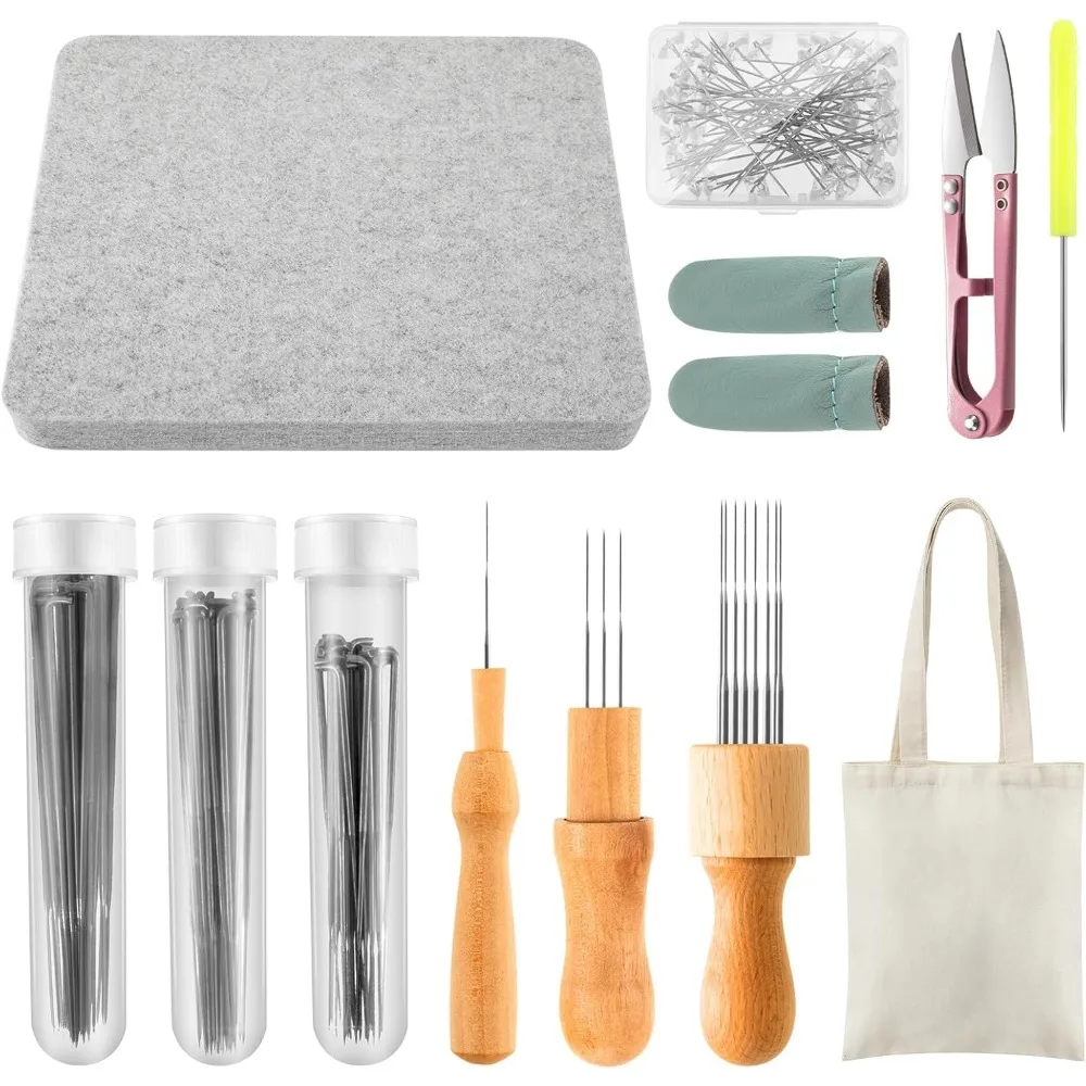 148 قطعة مجموعة التلبيد بالإبرة 8x10 بوصة وسادة التلبيد حصيرة مع الإبر حراس الأصابع مقبض خشبي حقيبة مقص للمبتدئين المهنيين