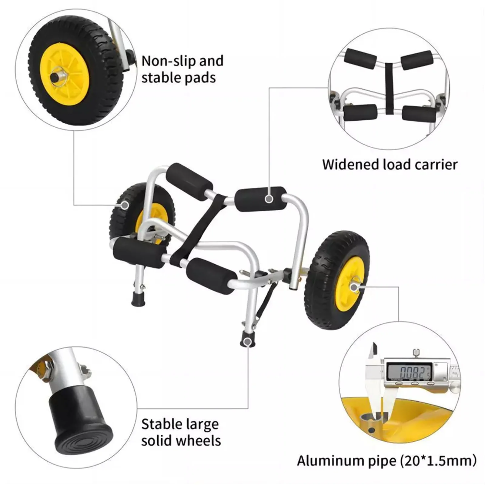 Opvouwbare Kajakboot Kano Dolly Cart Trailer Carrier Trolley Massieve Band