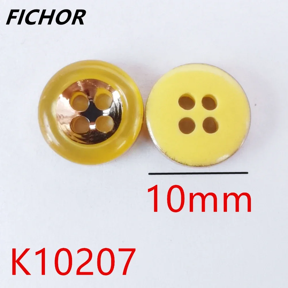 30 pcs 10mm 4 Hole Gold Resin Sewing Buttons Cute solid Color Round Shape Button For Baby Kids Clothes DIY Accessories