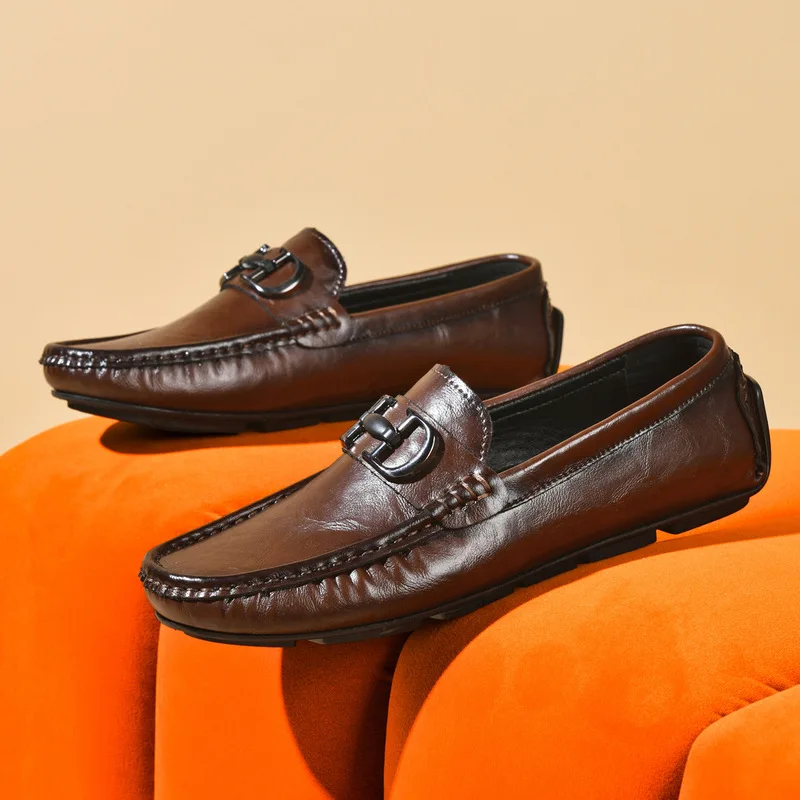 Hot Men Crocodile Grain Genuine Leather Driving Loafers British Slip On Lazy Casual Shoes Plus Sizes 38-45 Wide Fit Male Footwea