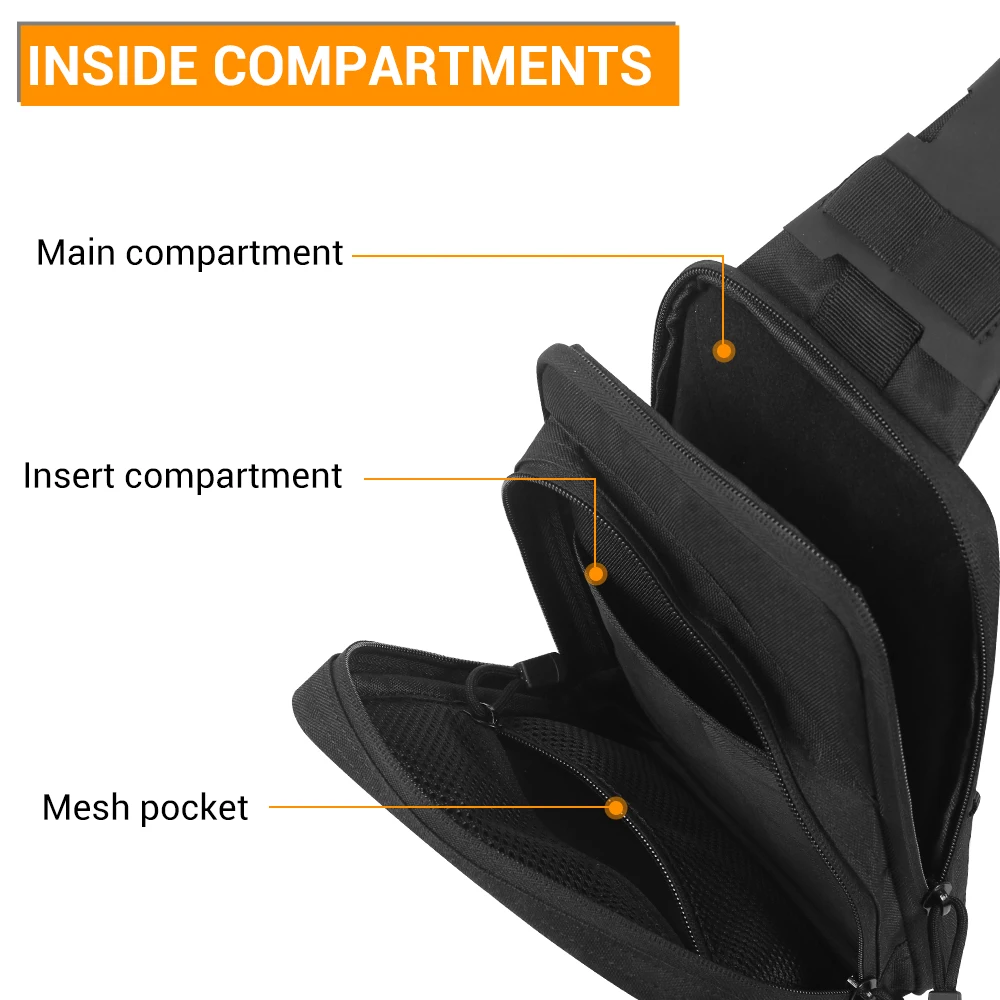 Concealed Carry Gun Bag Pistol Holster EDC Tools Storage Pouch Handgun Shoulder Bag 1000D Nylon Chest Bags for Outdoor Hunting