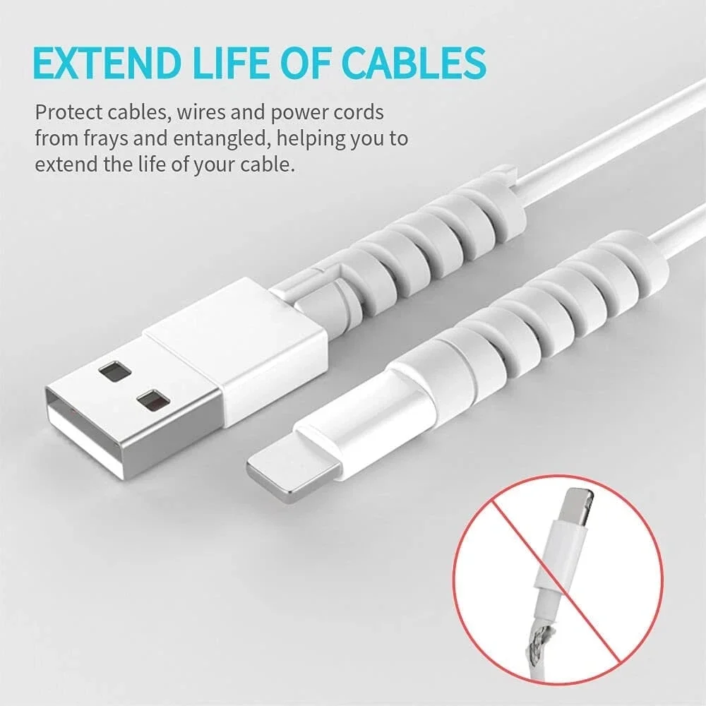 6/20pcs Cable Protector Silicone Charge Cable Spiral Winder Wire End Cord Savers Cover For Phone USB Charger Cable Accessories view 3