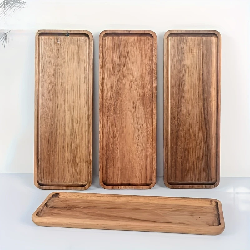 Acacia wood tray-1 rectangular solid wood tray for cakes, breads, snacks, tea and coffee