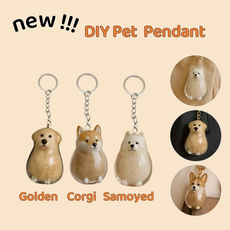 

Clear Corgi Samoyed Golden Pet Hair Memorial Keepsake Capsule Pet's Dog Fur Retriever DIY Pendant Decor Pet Lovers Display Gifts