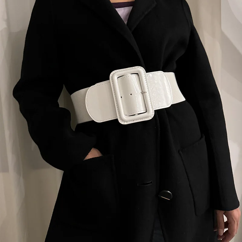 Plus Size Elastic Lacquer Black Corset Belt Female Big Wide Stretch Cummerbunds Designer Belts For Women Gothic Y2K Waistband