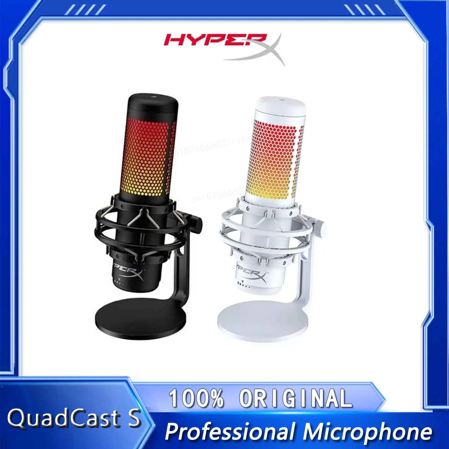 HyperX QuadCast S Mikrofon USB Kompatibel dengan For PC PS4 PS5 atau Mac / Streamlabs OBS OBS Studio dan XSplit