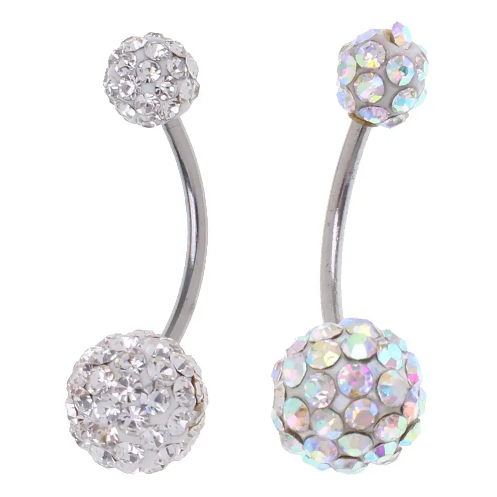 Women Lady Crystal Rhinestone Belly Button Ring Dangle Navel Body Piercings