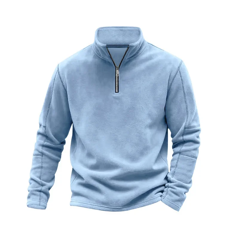 

Men'S Thermal Fleece Pullover Sweatshirt-Half-Zip Sweater with Full-Zip Front Long Sleeve Casual Winter Sweater for Cold Weather