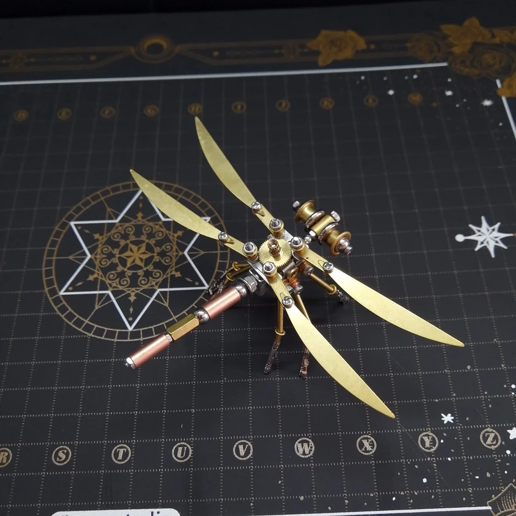 Giant vein Dragonfly mechanical insect metal assembly model steampunk decoration 3d stereo puzzle toy