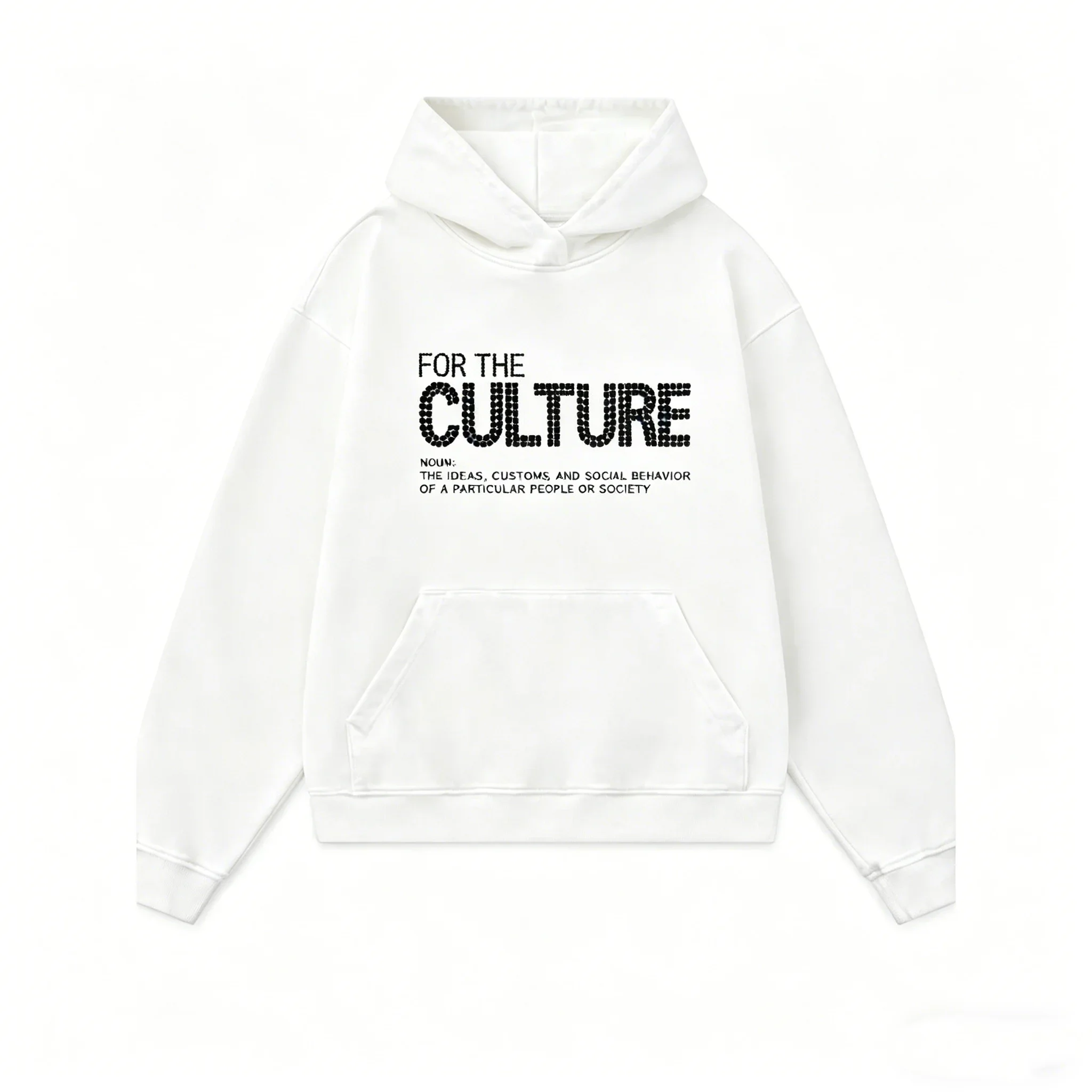 For The Culture Hoodie, Unisex Drawstring Hooded Sweatshirt Dot Matrix Letter Definition Front Print Hip Hop Streetwear Pullover