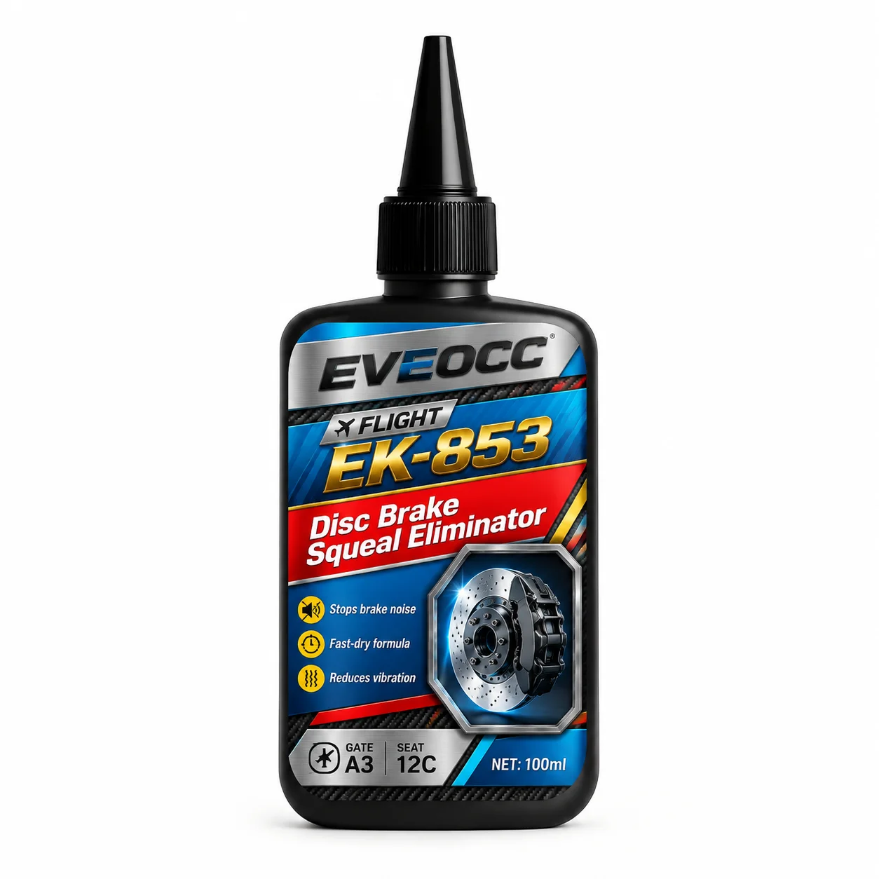 EVEOCC Auto Disc Brake Squeal Eliminator 100ml Stop Squeaking Noise Reduce Vibration Fast Drying Liquid