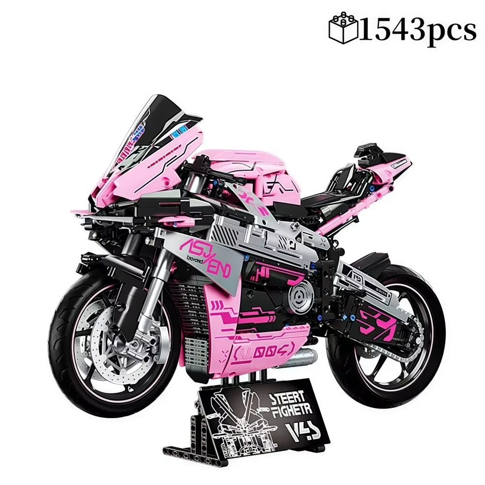 

Технический 1:5 розовый M 1000 RR дорожный мотоцикл MOC строительные блоки сборка локомотива кирпичи модель игрушки для ребенка подарок на день рождения