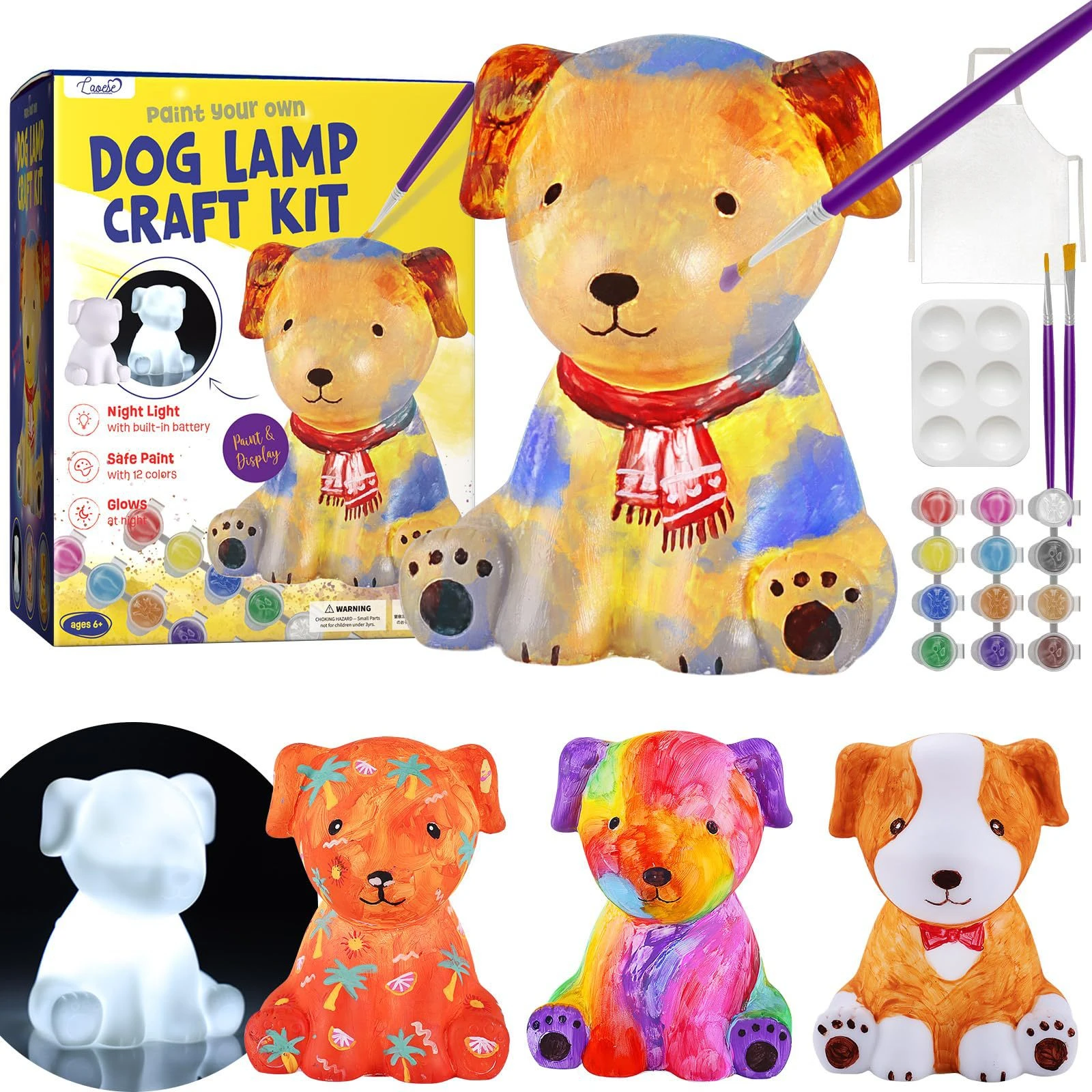Children's Creative Painting Set DIY Emit Light Handmade Painting Graffiti White Mold White Embryo Painting