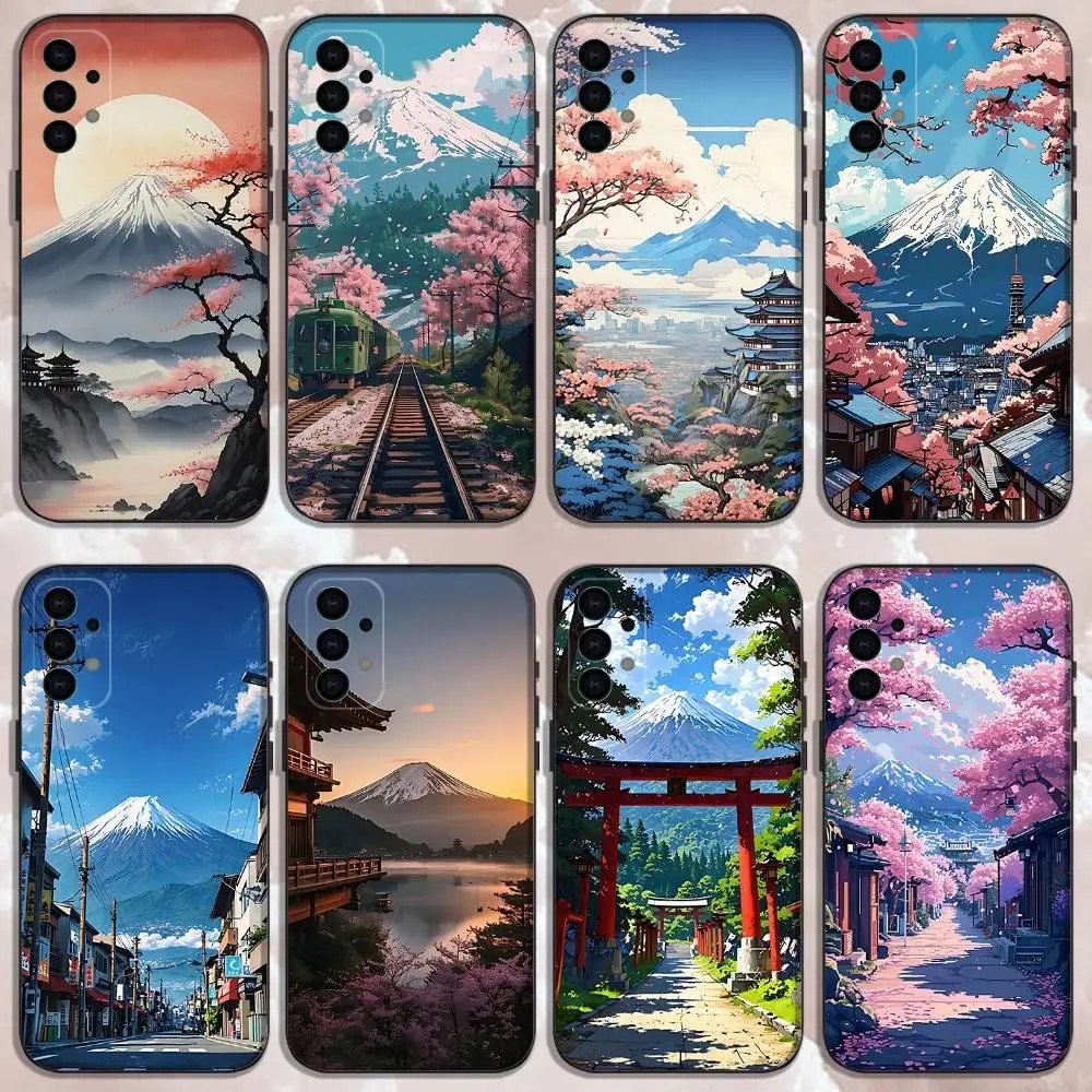 

Japan Mount Fuji Cherry blossom Phone Case Silicone Soft For Samsung Galaxy A73,31,32,72,41,53,52,71,22,5G,Note,J7,8,9