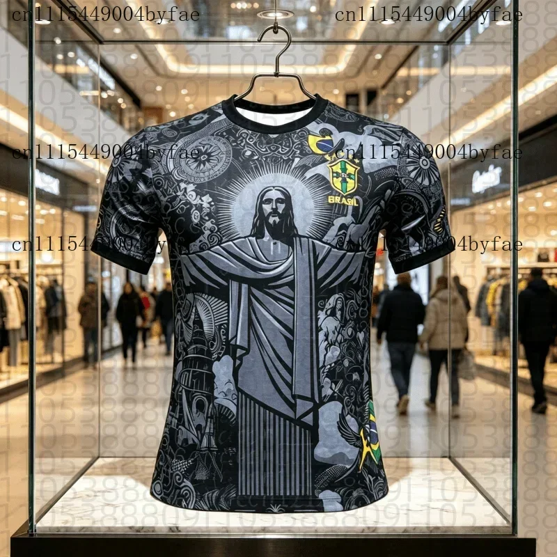 2026 New Brazilian Football Training Uniform Fashion Special Edition Jesus Black Grey Comfortable Quick Drying Top- Parent Child
