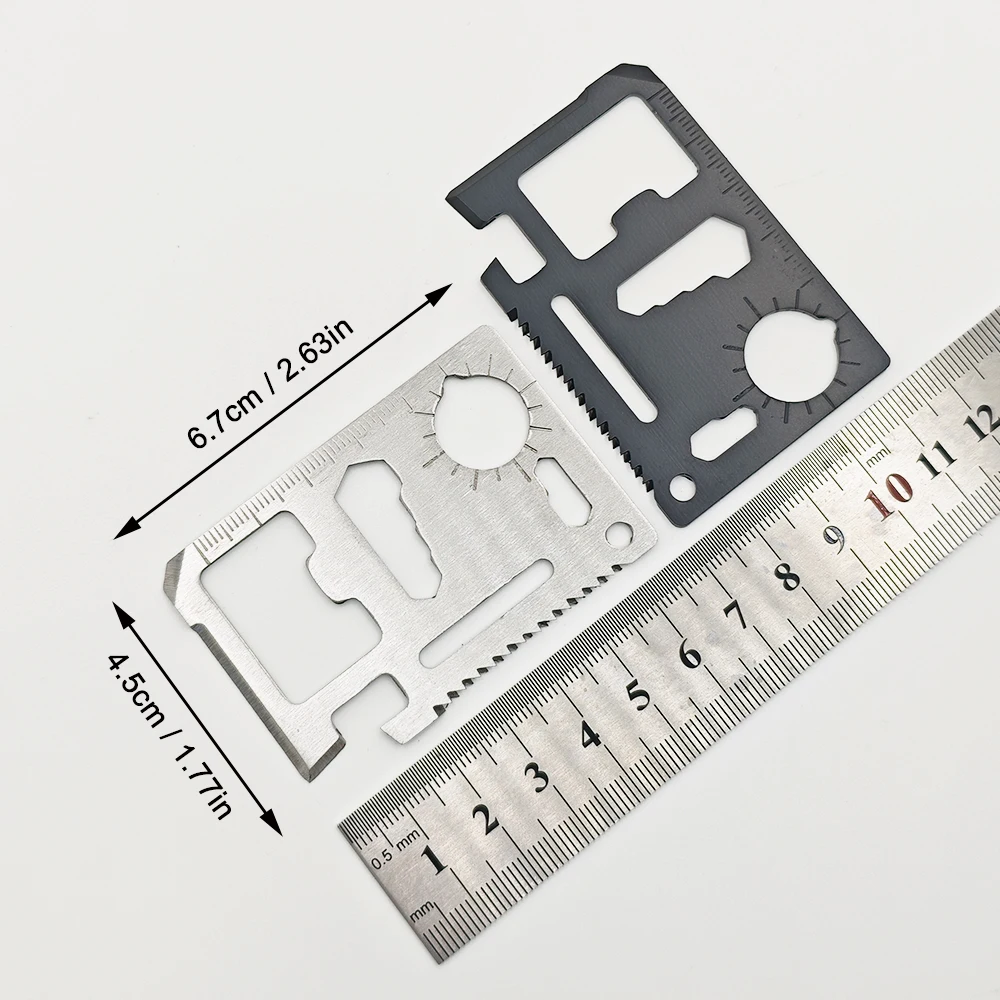 الفولاذ المقاوم للصدأ EDC أداة الجيب 11 في 1 بطاقة الائتمان المحمولة متعددة الوظائف أدوات إنقاذ للتخييم في الهواء الطلق الصيد السفر #3