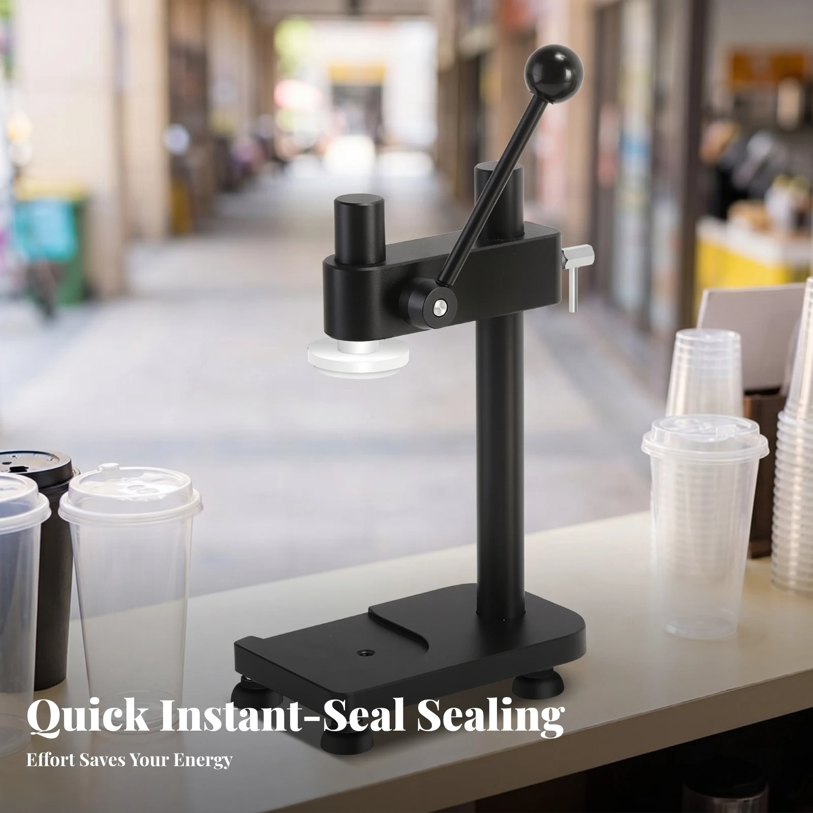 Tabletop Can Sealing Machine Vertical Column Manual Can Sealer Commercial Equipment Easy to Use Heavy Duty