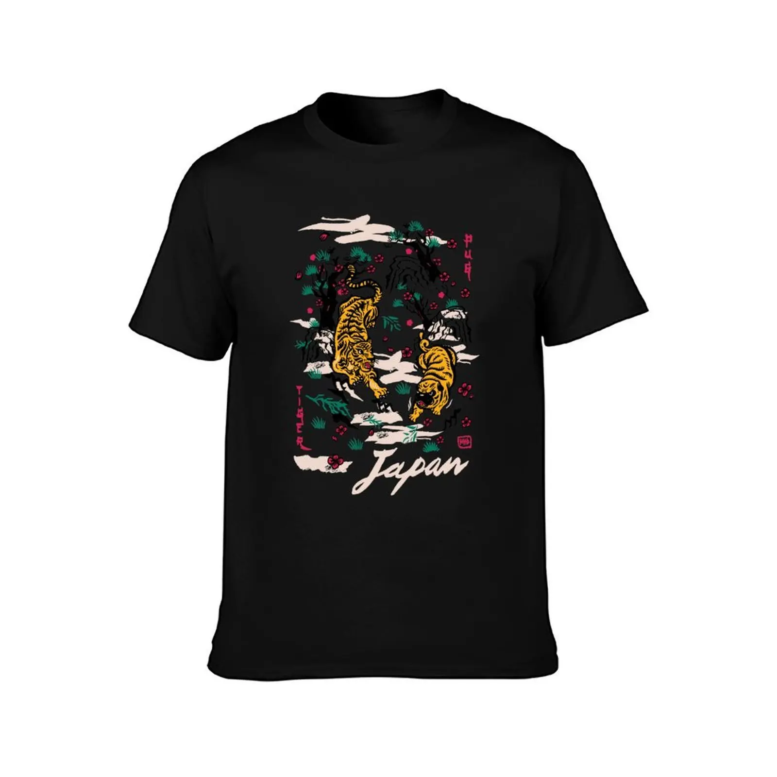 Tiger and Pug Japanese style T-Shirt Comfortable Workout Short Sleeve Shirt