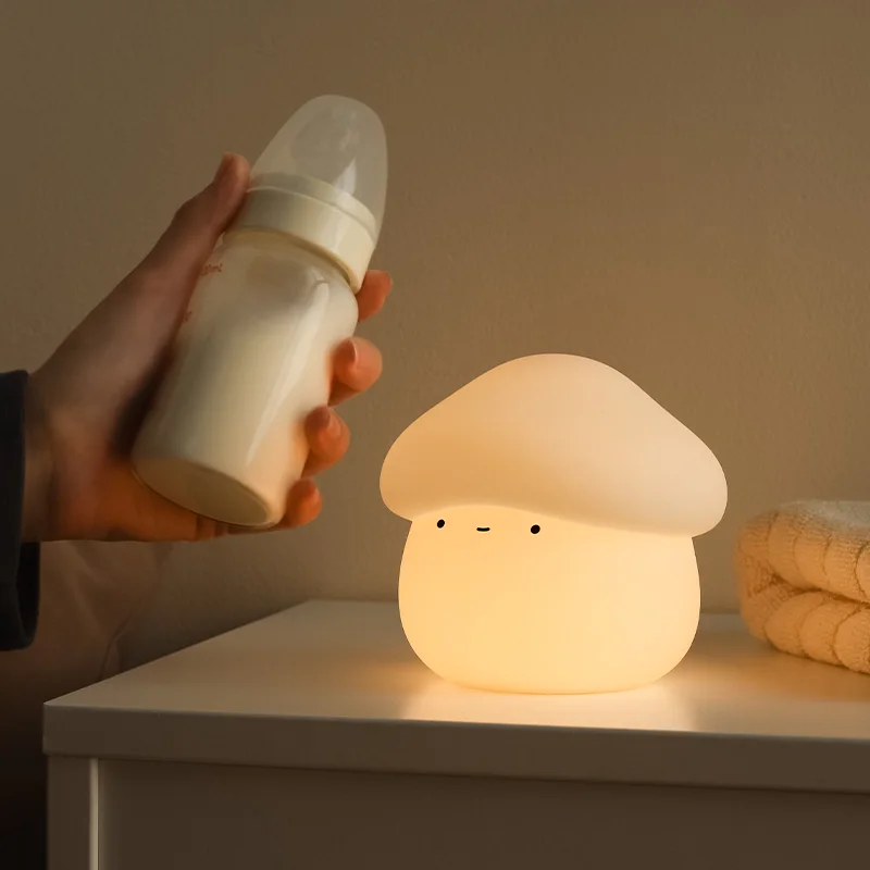 

Mushroom silicone night light bedroom sleeping baby feeding bedside lamp atmosphere patting light children