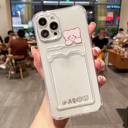 Wallet Card Holder Clear Soft Cases For Xiaomi Redmi Note10 10S 10X 11 12 9 Pro Poco X3 X5Pro Mi12X Transparent Card Slots Cover