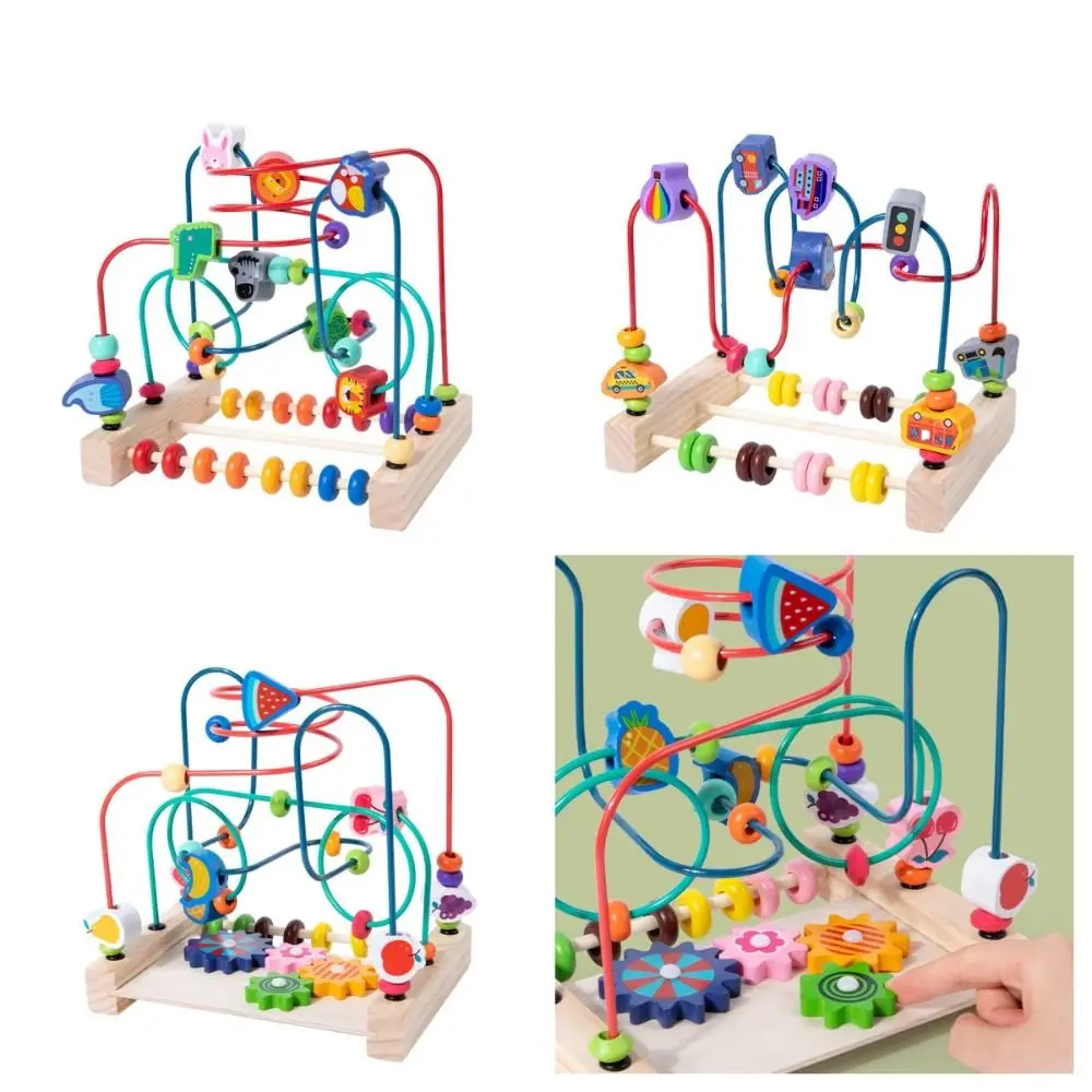 

Fruit Roller Coaster Bead Maze Montessori Baby Toys Animal Roller Coaster Abacus Puzzle toys Wooden Abacus