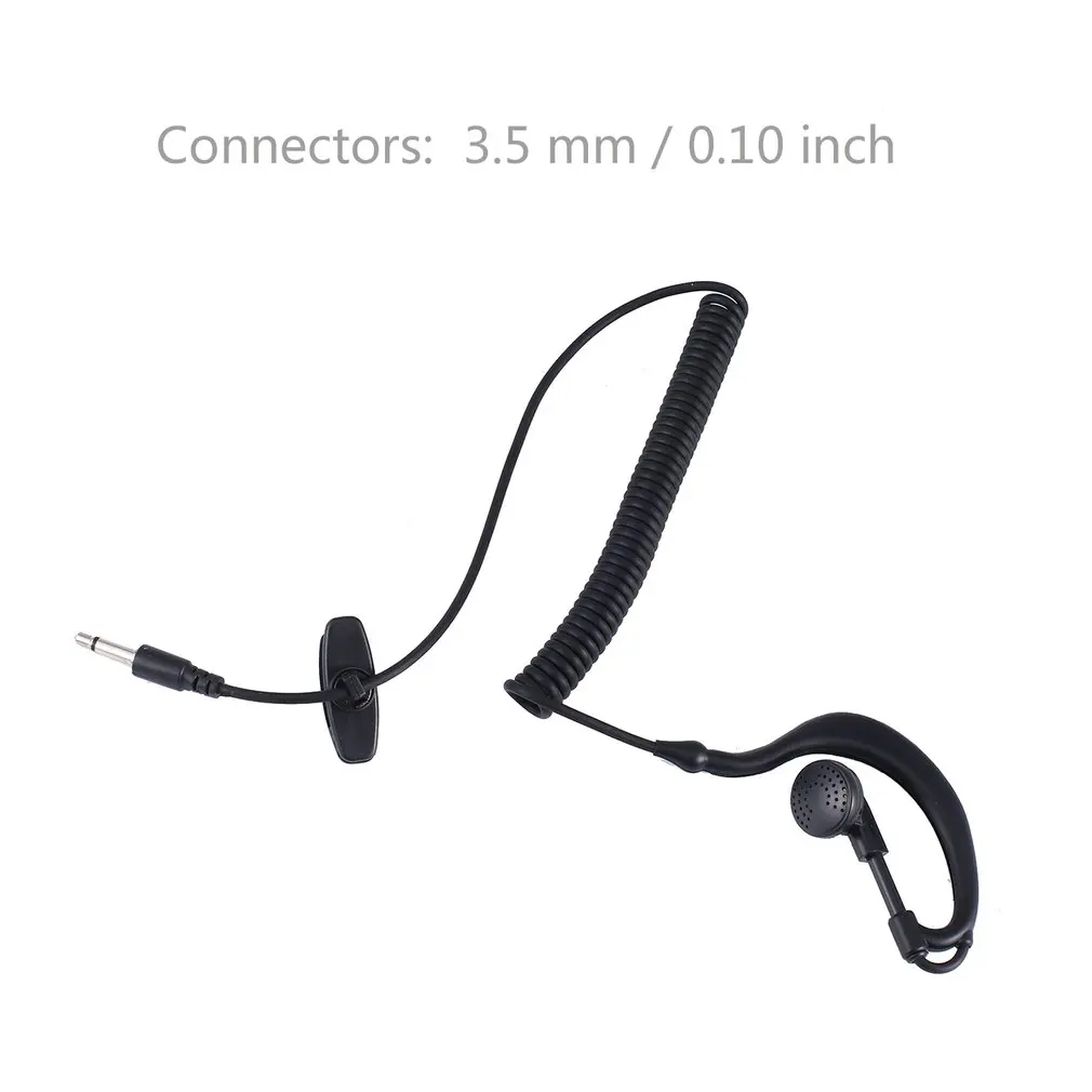 In-line 3.5mm Single Ear Curve Earhook Earphone Spiral Wired Walkie Talkie Headset Police Military Headset