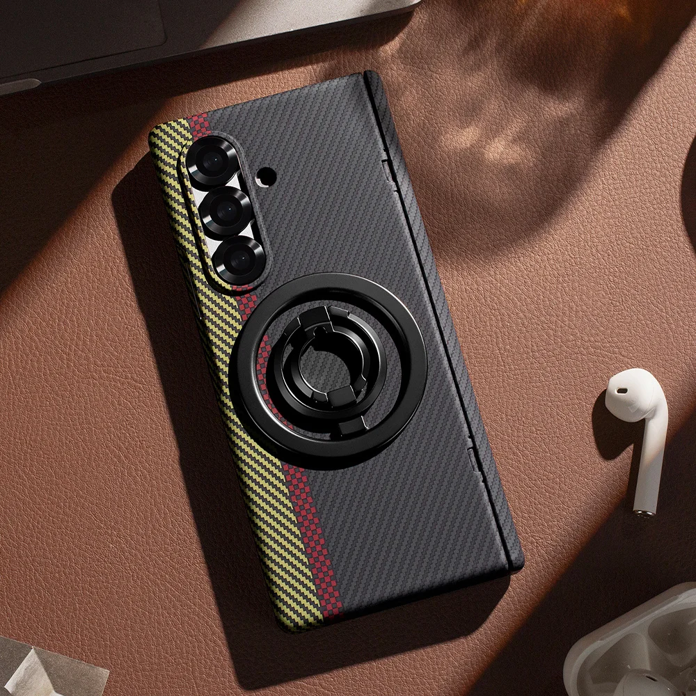 Strong Magnetic Magnet Folding Stand Carbon Fiber Phone Case for Samsung Z Fold 8 Ultra ZFold 7 6 5 4 3 Flip Hinged Back Cover view 6