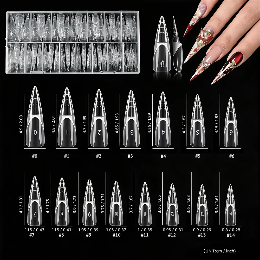 

150 шт./упак. Накладные ногти Space French, многослойные, высокопрозрачные, бесшовные, тонкие, матовые, длинные, заостренные, в форме капли